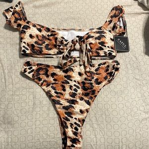 ZAFUL off shoulder Leopard Snake High Cut